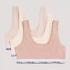 Conjunto de 3 Bralettes de algodão Cotton Stretch para meninas, Unlined Conjunto de 3 Bralettes de algodão Cotton Stretch para meninas, Unlined