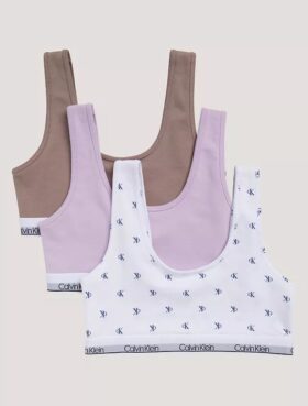 Conjunto de 3 Bralettes de algodão Cotton Stretch para meninas, Unlined
