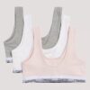 Conjunto de 3 Bralettes de algodão Cotton Stretch para meninas, Unlined Conjunto de 3 Bralettes de algodão Cotton Stretch para meninas, Unlined