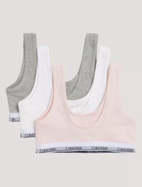 Conjunto de 3 Bralettes de algodão Cotton Stretch para meninas, Unlined