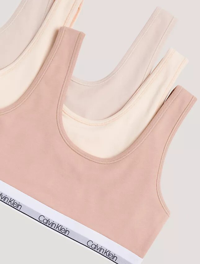 Conjunto de 3 Bralettes de algodão Cotton Stretch para meninas, Unlined Conjunto de 3 Bralettes de algodão Cotton Stretch para meninas, Unlined