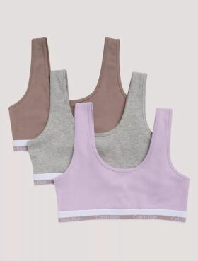 Conjunto de 3 Bralettes em Cotton Stretch para meninas
