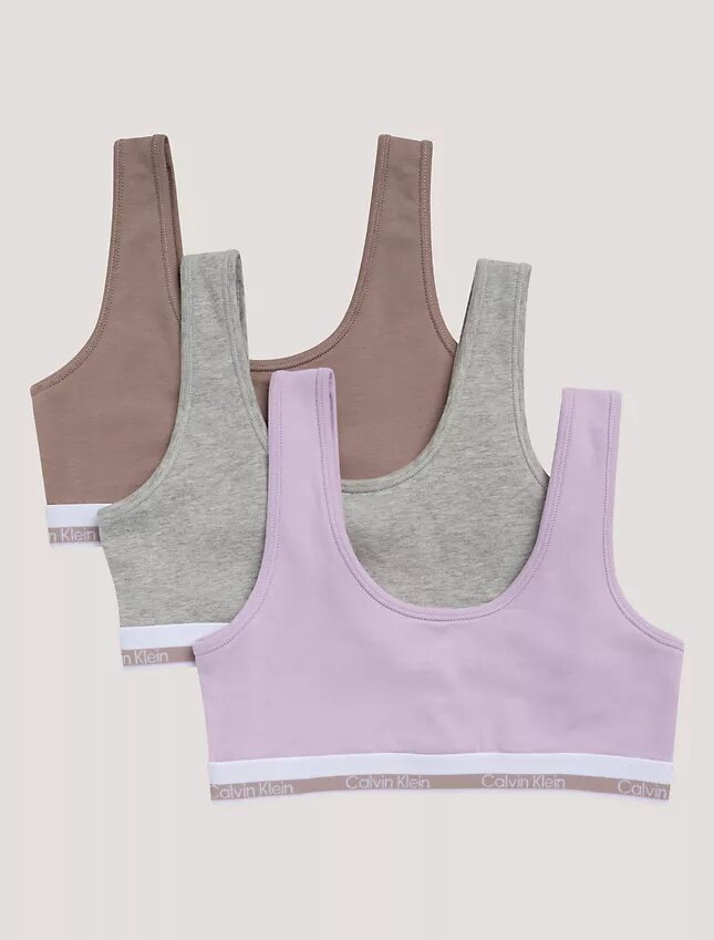 Conjunto de 3 Bralettes em Cotton Stretch para meninas Conjunto de 3 Bralettes em Cotton Stretch para meninas