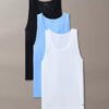 Conjunto de 3 camisolas sem mangas em mistura de Cotton Stretch Conjunto de 3 camisolas sem mangas em mistura de Cotton Stretch