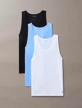 Conjunto de 3 camisolas sem mangas em mistura de Cotton Stretch