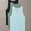 Conjunto de 3 camisolas sem mangas em mistura de Cotton Stretch Conjunto de 3 camisolas sem mangas em mistura de Cotton Stretch