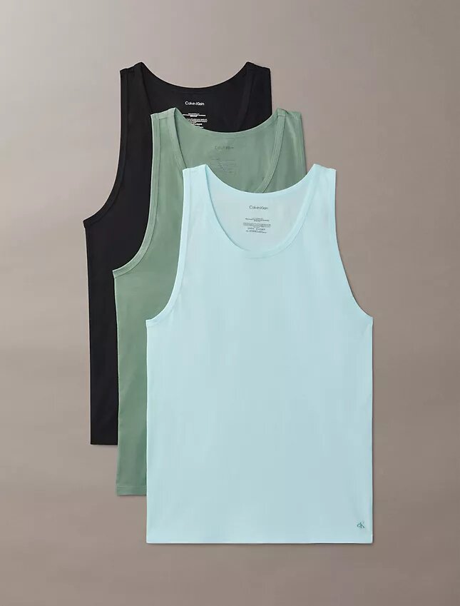 Conjunto de 3 camisolas sem mangas em mistura de Cotton Stretch Conjunto de 3 camisolas sem mangas em mistura de Cotton Stretch