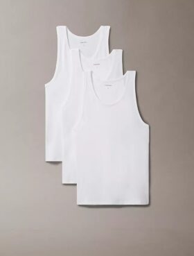 Conjunto de 3 camisolas sem mangas em mistura de Cotton Stretch