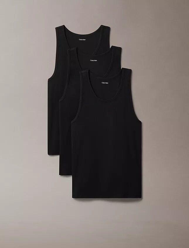 Conjunto de 3 camisolas sem mangas em mistura de Cotton Stretch Conjunto de 3 camisolas sem mangas em mistura de Cotton Stretch