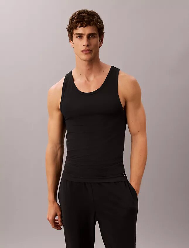 Conjunto de 3 camisolas sem mangas em mistura de Cotton Stretch Conjunto de 3 camisolas sem mangas em mistura de Cotton Stretch