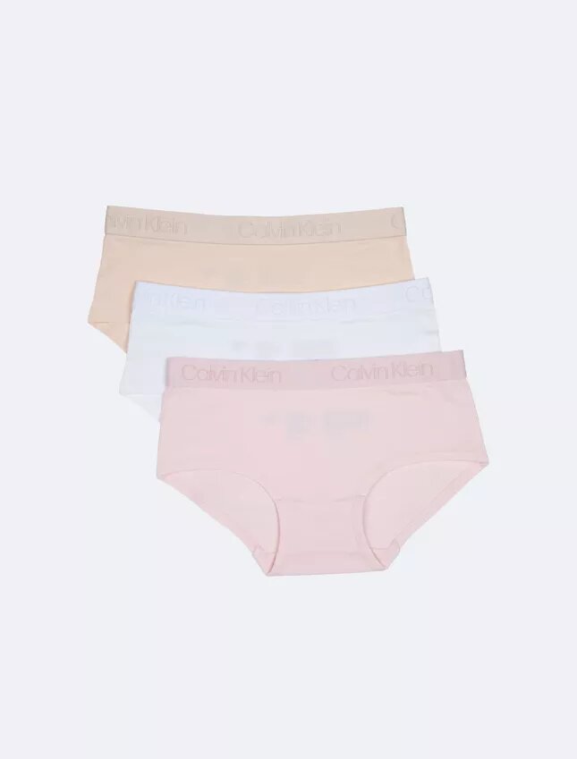 Conjunto de 3 cuecas Hipster com faixa de logótipo para meninas Conjunto de 3 cuecas Hipster com faixa de logótipo para meninas