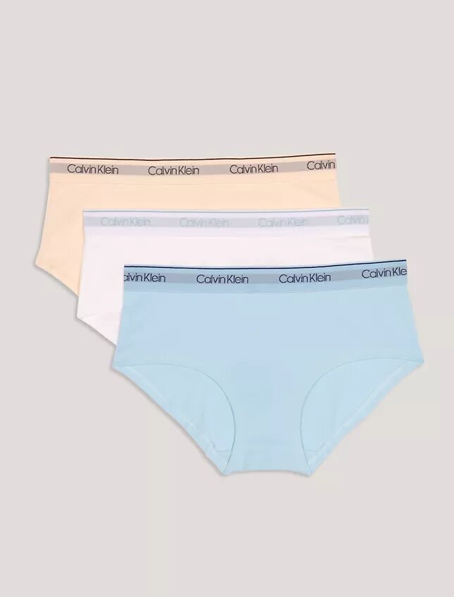 Conjunto de 3 cuecas Hipster com faixa de logótipo para meninas Conjunto de 3 cuecas Hipster com faixa de logótipo para meninas