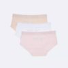 Conjunto de 3 cuecas Hipster com faixa de logótipo para meninas Conjunto de 3 cuecas Hipster com faixa de logótipo para meninas