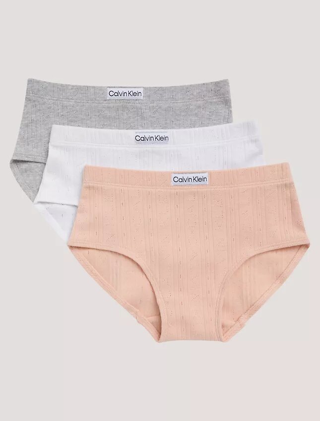 Conjunto de 3 cuecas Hipster de cintura baixa com logótipo em canelado Conjunto de 3 cuecas Hipster de cintura baixa com logótipo em canelado