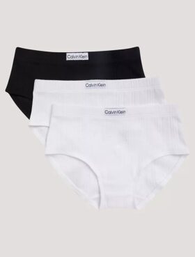 Conjunto de 3 cuecas Hipster de cintura baixa com logótipo em canelado