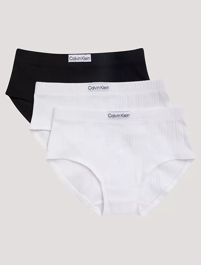 Conjunto de 3 cuecas Hipster de cintura baixa com logótipo em canelado Conjunto de 3 cuecas Hipster de cintura baixa com logótipo em canelado