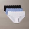 Conjunto de 3 cuecas Hipster em microfibra elástica com renda Conjunto de 3 cuecas Hipster em microfibra elástica com renda