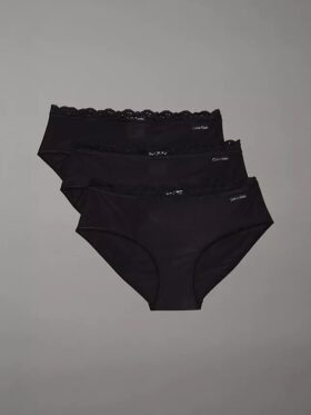 Conjunto de 3 cuecas Hipster em microfibra elástica com renda