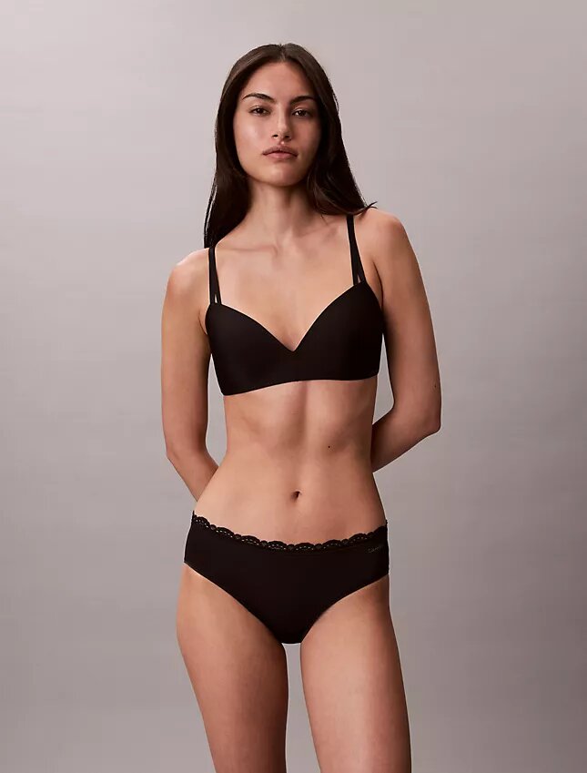 Conjunto de 3 cuecas Hipster em microfibra elástica com renda Conjunto de 3 cuecas Hipster em microfibra elástica com renda