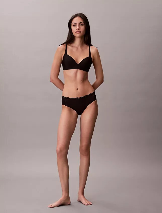 Conjunto de 3 cuecas Hipster em microfibra elástica com renda Conjunto de 3 cuecas Hipster em microfibra elástica com renda