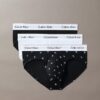 Conjunto de 3 cuecas slip de cintura baixa em Cotton Stretch Icon