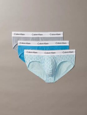 Conjunto de 3 cuecas slip de cintura baixa em Cotton Stretch Icon