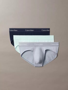 Conjunto de 3 cuecas slip de cintura baixa em Cotton Stretch Icon
