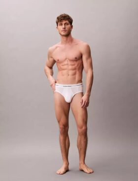 Conjunto de 3 cuecas slip de cintura baixa em Cotton Stretch Icon
