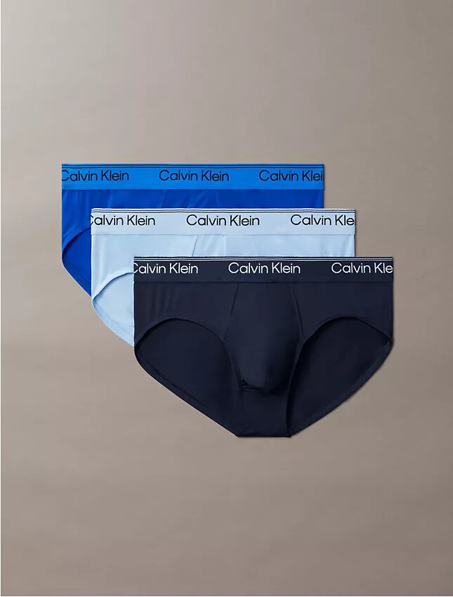 Conjunto de 3 cuecas slip de cintura baixa em microfibra elástica Conjunto de 3 cuecas slip de cintura baixa em microfibra elástica