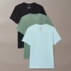 Conjunto de 3 T-shirts de gola em V com corte justo em mistura de Cotton Stretch Conjunto de 3 T-shirts de gola em V com corte justo em mistura de Cotton Stretch
