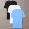 Conjunto de 3 T-shirts de gola em V com corte justo em mistura de Cotton Stretch