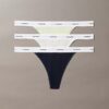 Conjunto de 3 Thongs de algodão elástico com nervuras Conjunto de 3 Thongs de algodão elástico com nervuras