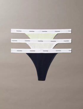 Conjunto de 3 Thongs de algodão elástico com nervuras