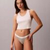Conjunto de 3 Thongs de algodão elástico com nervuras Conjunto de 3 Thongs de algodão elástico com nervuras