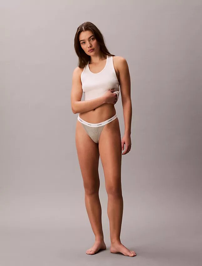Conjunto de 3 Thongs de algodão elástico com nervuras Conjunto de 3 Thongs de algodão elástico com nervuras