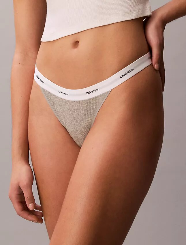 Conjunto de 3 Thongs de algodão elástico com nervuras Conjunto de 3 Thongs de algodão elástico com nervuras