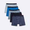 Conjunto de 5 Boxers justos em algodão Cotton Stretch para meninos Conjunto de 5 Boxers justos em algodão Cotton Stretch para meninos