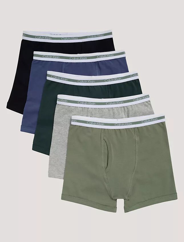 Conjunto de 5 Boxers justos em algodão Cotton Stretch para meninos Conjunto de 5 Boxers justos em algodão Cotton Stretch para meninos