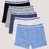 Conjunto de 5 Boxers justos em algodão Cotton Stretch para meninos Conjunto de 5 Boxers justos em algodão Cotton Stretch para meninos