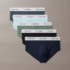 Conjunto de 5 cuecas slip de cintura baixa em Cotton Stretch Icon