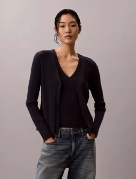 Conjunto de camisola e top em malha de algodão