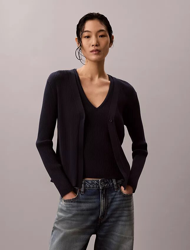 Conjunto de camisola e top em malha de algodão Conjunto de camisola e top em malha de algodão