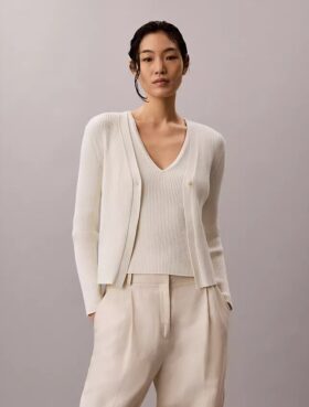 Conjunto de camisola e top em malha de algodão