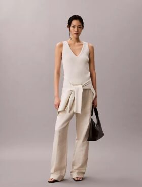 Conjunto de camisola e top em malha de algodão