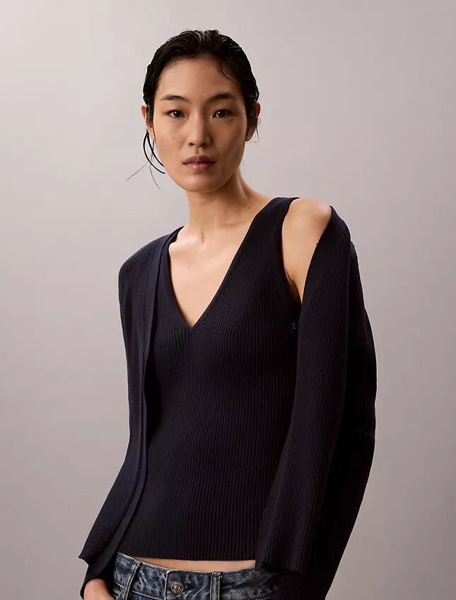 Conjunto de camisola e top em malha de algodão Conjunto de camisola e top em malha de algodão