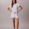 Conjunto de t-shirt e calções em mistura de viscose e algodão Conjunto de t-shirt e calções em mistura de viscose e algodão