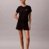 Conjunto de t-shirt e calções em mistura de viscose e algodão