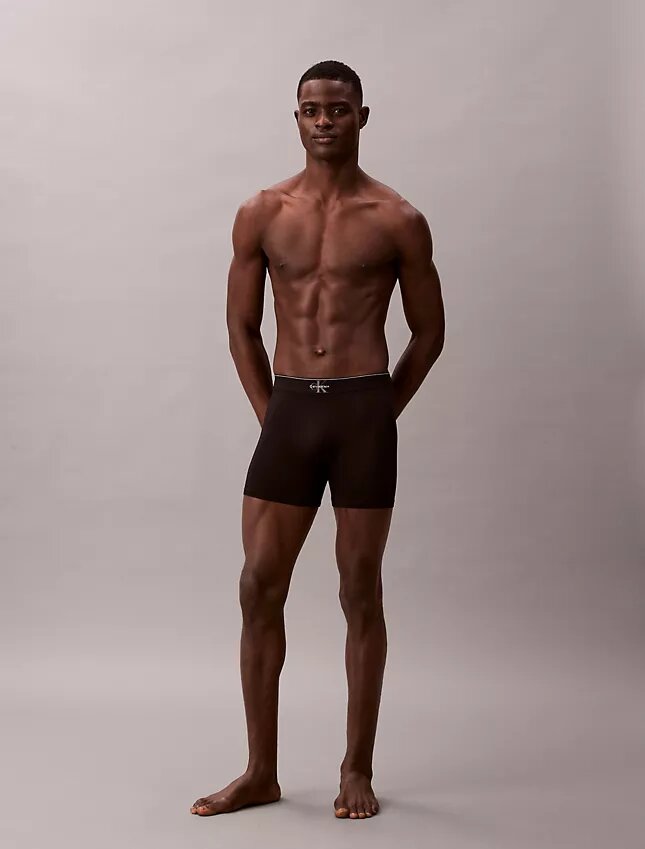 Cueca boxer elástica em microfibra com Monogram gráfico Cueca boxer elástica em microfibra com Monogram gráfico