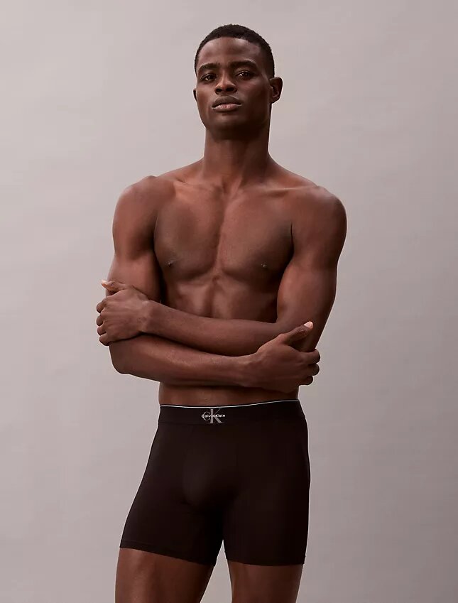 Cueca boxer elástica em microfibra com Monogram gráfico Cueca boxer elástica em microfibra com Monogram gráfico