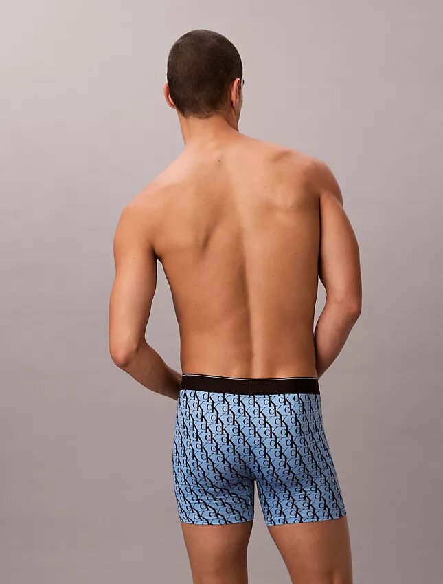 Cueca boxer elástica em microfibra com Monogram gráfico Cueca boxer elástica em microfibra com Monogram gráfico